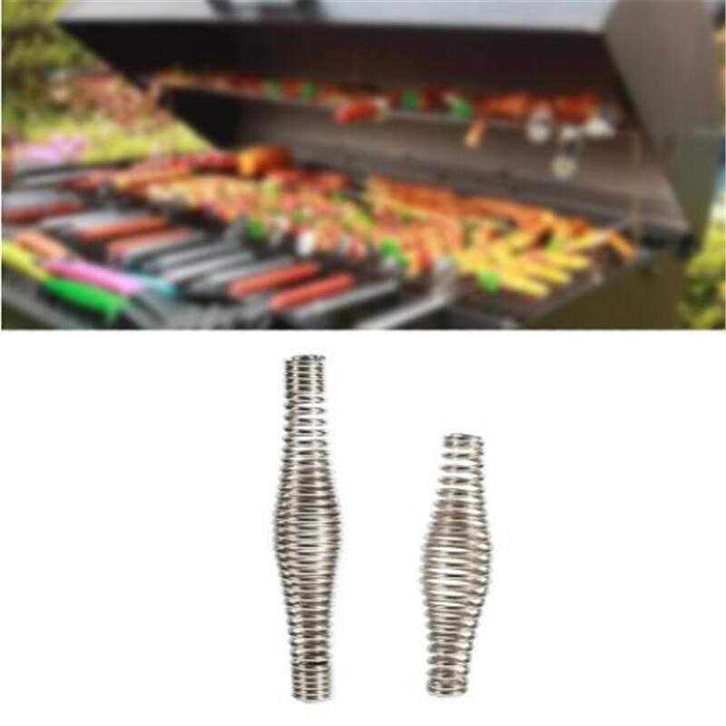 1pc rostfritt stål bbq gropgrillhandtag fjäder vedugn spis rökare elasticitet stålrulle grilltillbehör verktyg