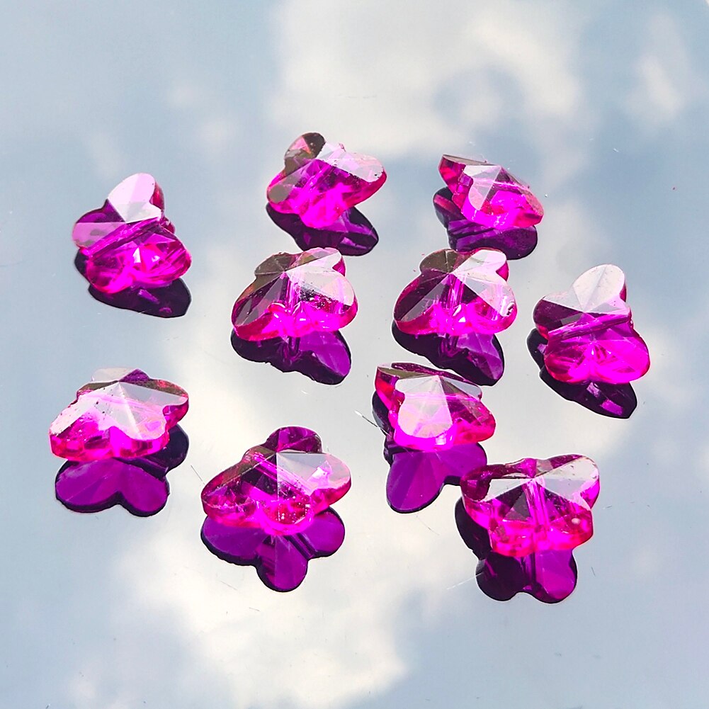 10/20 stk sommerfugl krystal perler til lysekroner glas perle vedhæng gør-det-selv smykker fremstilling bryllup indretning tilbehør 14mm perler: Lilla / 20 stk