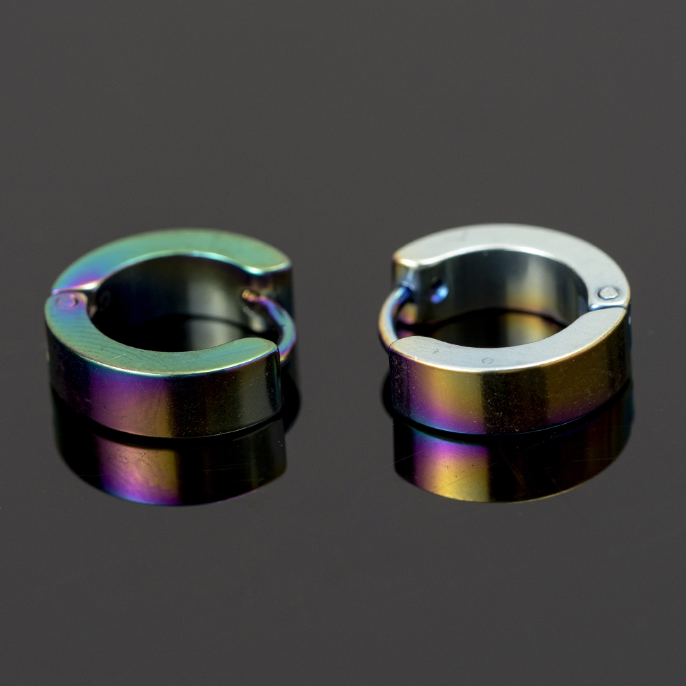 Pendientes Punk negros de acero inoxidable para hombres y mujeres, pendientes con remaches de punta, aro Huggie gótico negro, joyería, , accesorios: COLOR ORO ROSADO