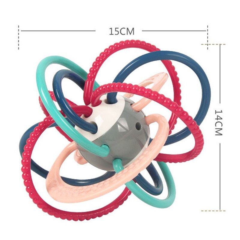 Weiche BeißRing Baby Rasseln Spielzeug für Kleinkind Kleinkind 0 12 Monate Entwickeln Hand Greifen FrüHenne Lernen Spielzeug Ring Glocke Klang Ball