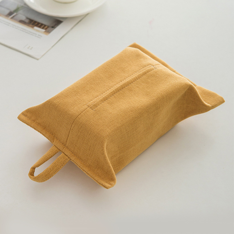 Boîte à mouchoirs en tissu à corde suspendue, Style minimaliste, couverture de mouchoirs pour salon, bureau domestique, sac en papier monté sur voiture, Type suspendu: YELLOW