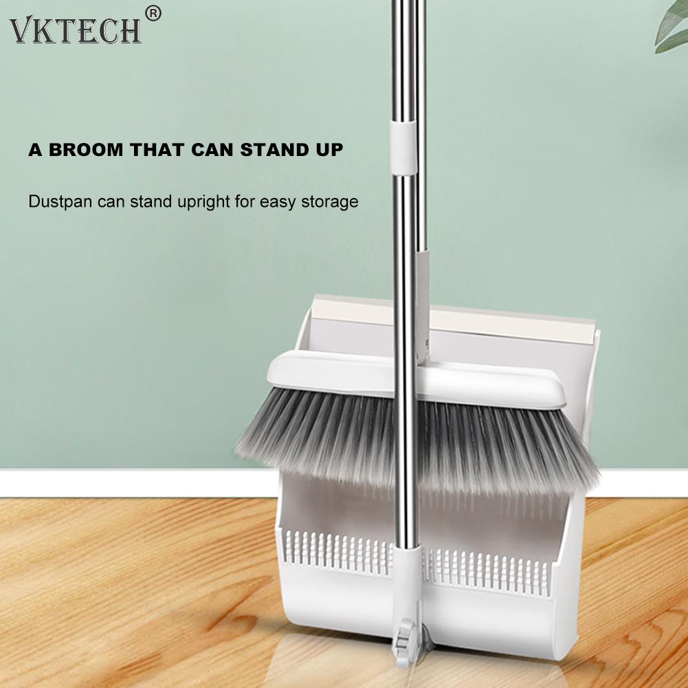 Folding Standing Broom Dustpan Set Rotatable Windproof Floor Cleaning Tool Long Handle Broom Sweep Cleaning Brush Dust Pan