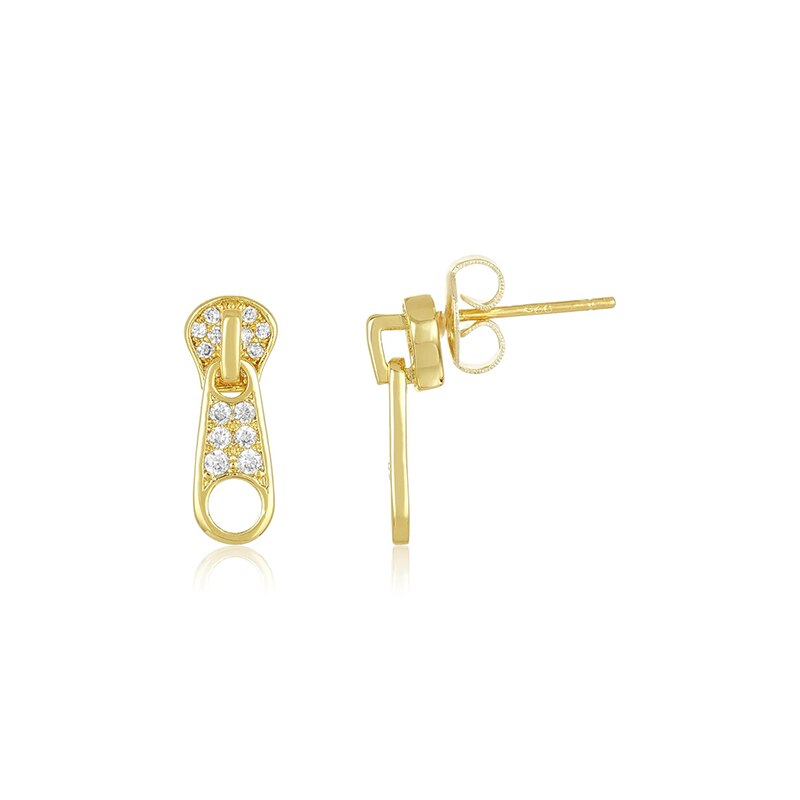 Roxi Creatieve Rits Zirkoon Kristallen Stud Oorbellen Voor Vrouwen Meisjes Piercing Verjaardag Bruiloft Oorbellen 925 Sterling Zilveren Earing: gold