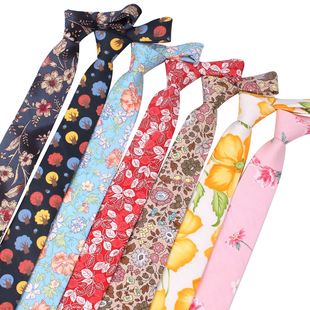 Bloemenprint Stropdas Voor Mannen Vrouwen Skinny Katoen Hals Voor Bruiloft Business Casual Mode Stropdassen Klassieke Pakken Slanke Hals ties
