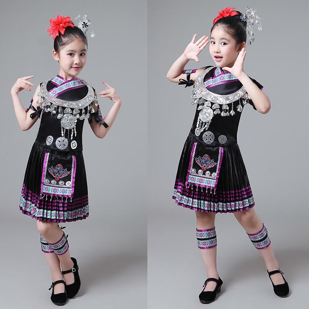 Vêtements d'été pour enfants Hmong, costumes de scène pour fille, bal danse, vêtements pour enfants Miao