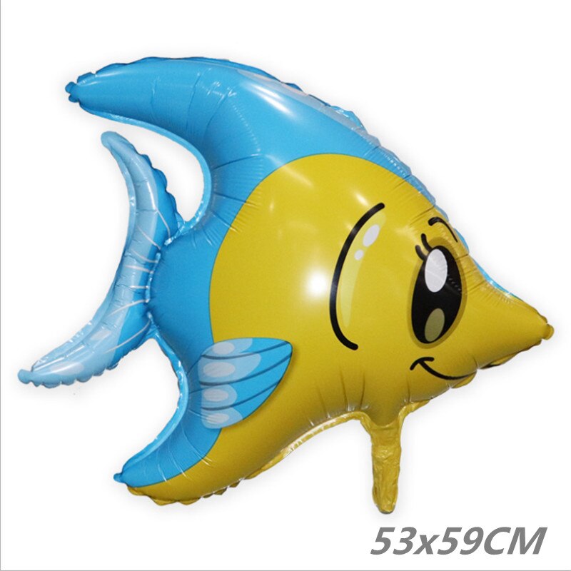 Globos decorativos para de cumpleaños de niños, película de aluminio de animales marinos, bonitos dibujos animados