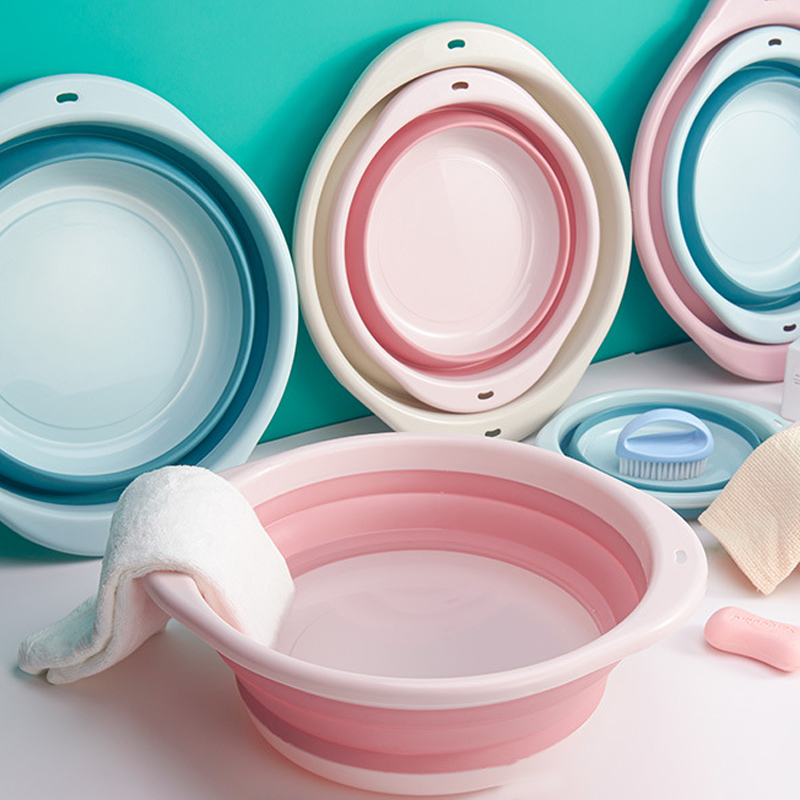 Plastic Silicone Folding Basin Portable Camping Wash Basin Car Wash Bucket Household Kitchen Fruit Clean Basin Home Supplies