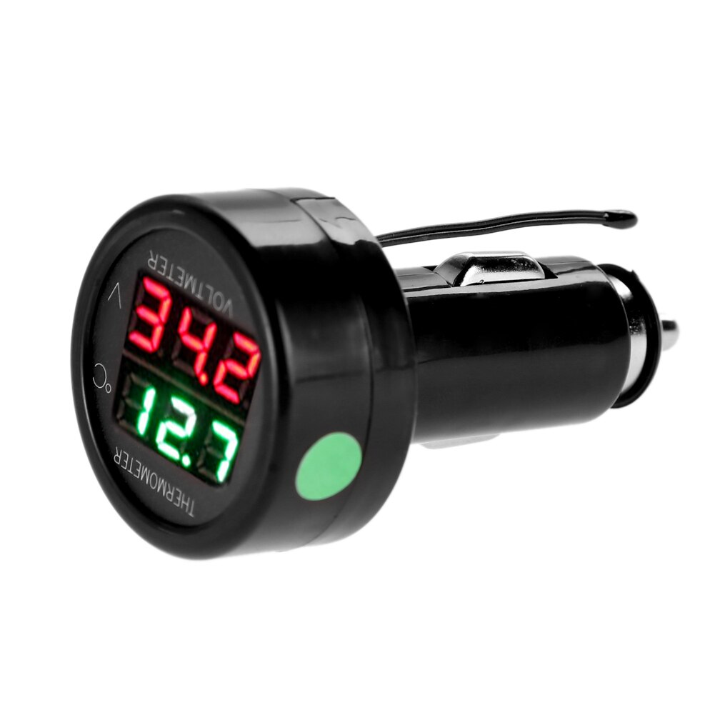 Car Cigarette Lighter Voltmeter Thermometer Temperature Meter Monitor Voltage DC 12V 24V Waterproof Led Digital Display