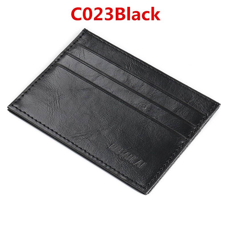Men Slim Soft Business Credit Card Holder PU Leather Vintage Wallet Retro Texture Mini ID Holders Black Bank Case Purse: C023Black