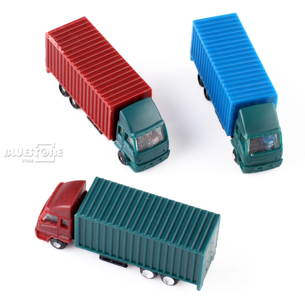 5PCS 1:150 N Schaal Plastic Container Kleurrijke Vrachtwagen Model Auto Speelgoed Spoorweg