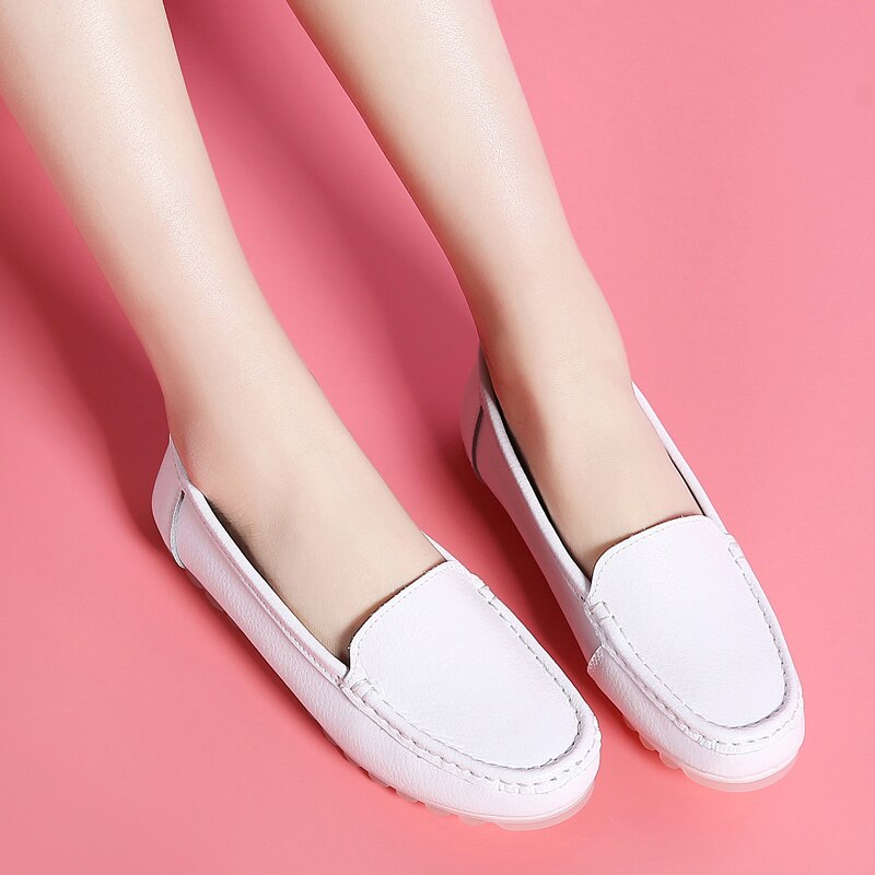 O16U Loafers Vrouwen Schoenen Echt Lederen Slip-on Vrouwen Ballet Flats Soft Hakken Klimplanten mocassins Moeder schoenen