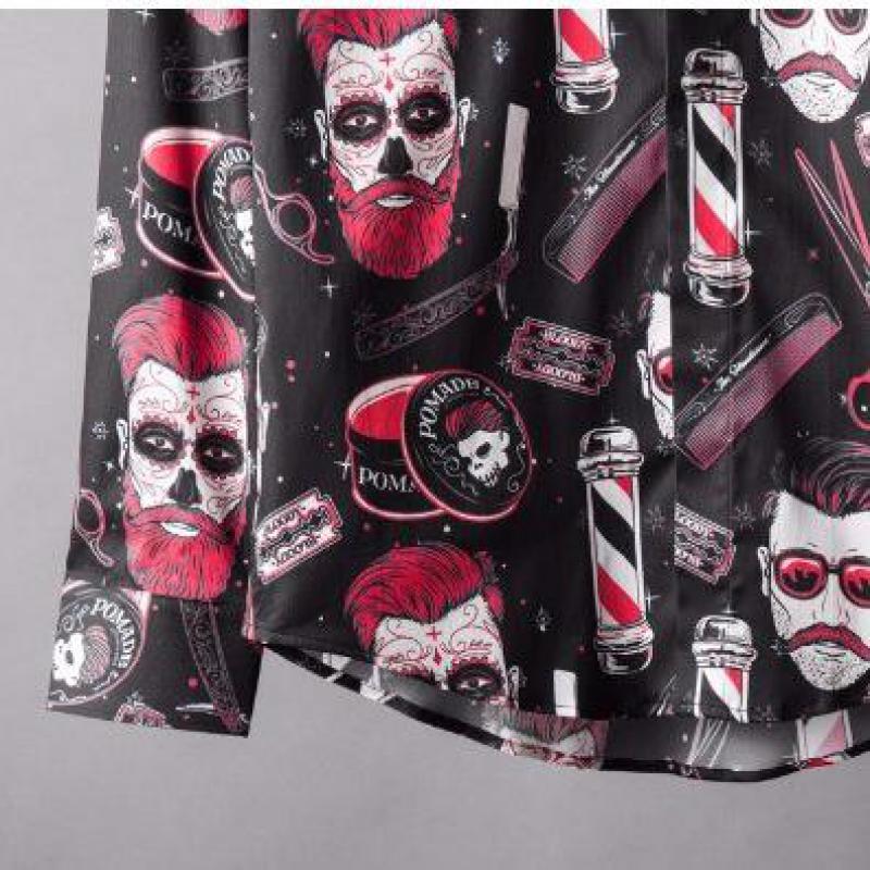 Heren overhemd luxe allover print feest heren overhemden lange mouwen slim fit overhemd heren plus size heren overhemden