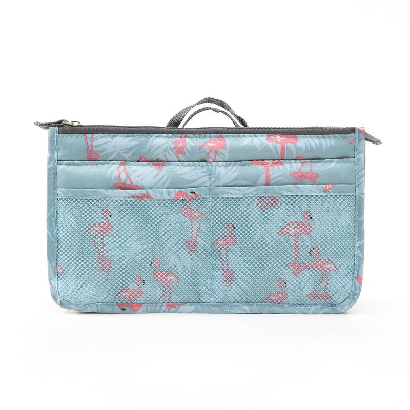 Fudeam Polyester Flamingo Draagbare Cosmetische Tas Vrouwen Multifunctionele Reizen Opslag Organiseren Handtas Make Up Cosmetische Cases: Blue Flamingo