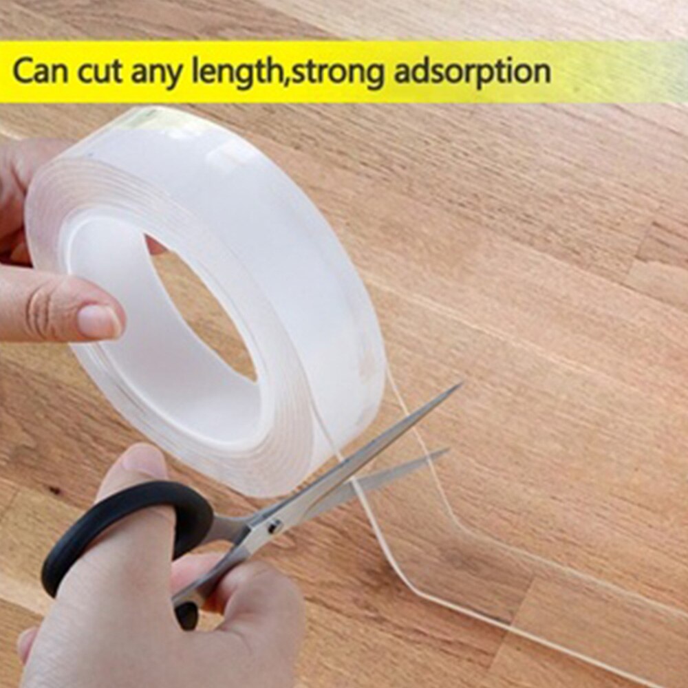 Reusable 1/3/5M Tape Nano Invisible Adhesive Garden Washable Transparent Double-sided No Trace Tape Utensils Mobile Phone