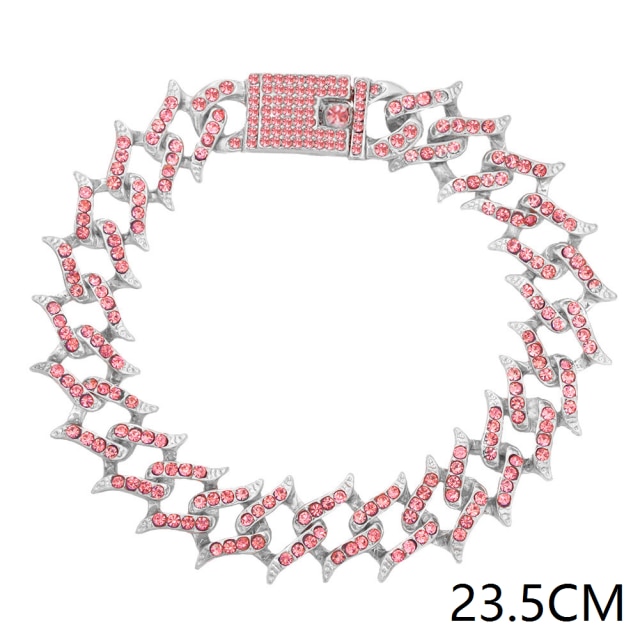 15mm Bling Strass Hip Hop Cuban Link Kette Armbänder für Frauen Männer Iced Out Volle Kristall Rapper Hand Kette luxus Schmuck: 010804RR