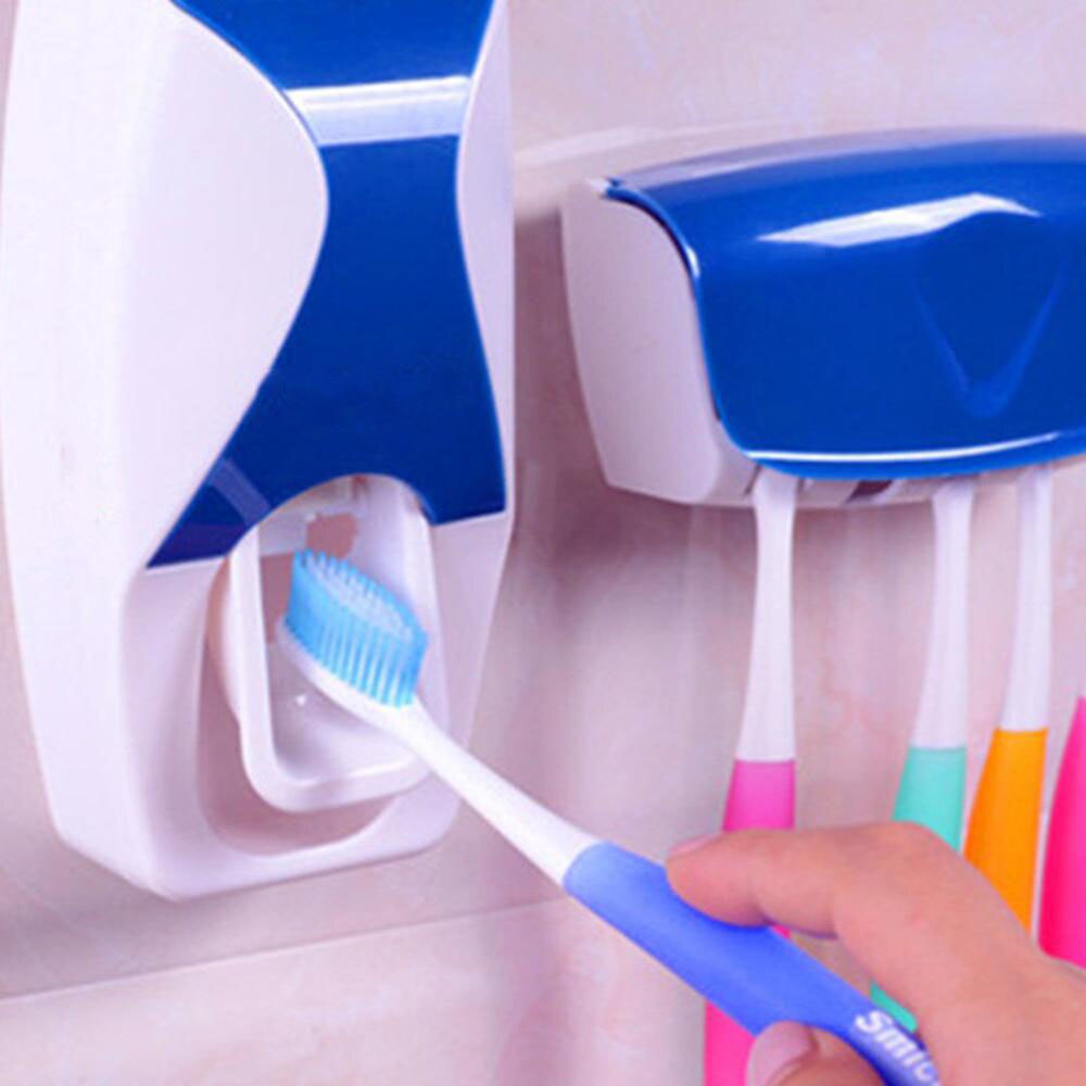 Automatische Tandpasta Dispenser Tandenborstelhouder Opbergrek Muurbevestiging Houder Badkamer Accessoires Tandpasta Knijper Set