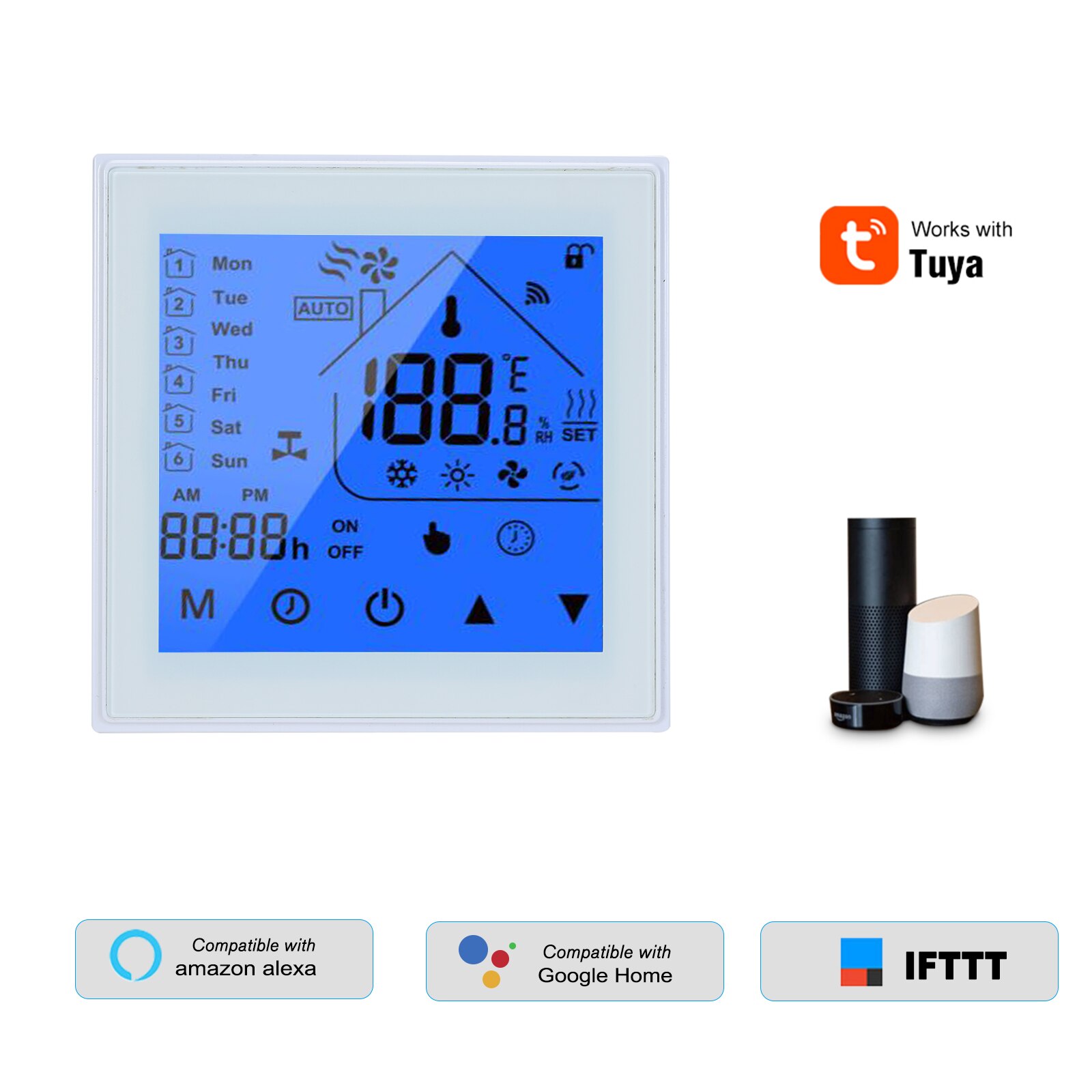 Wifi smart termostat temperatur lcd uge programmerbar til vand / gaskedel opvarmning tuya app kontrol til alexa google hjem
