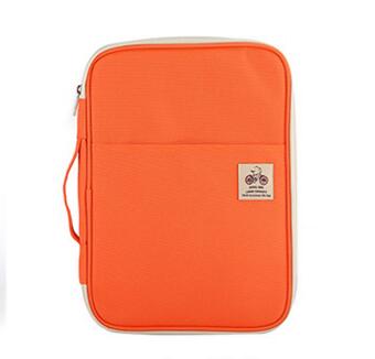 Multi-function Waterproof A4 File Bag Notebook Magazine Book Cover Bag Pen Bag For Men Women Office Business Bag: Orange