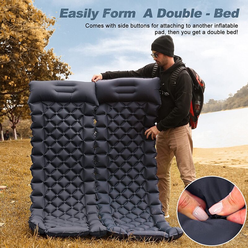 Aufblasbare, leichte campingmatte mit luftkissen für rucksackreisen, wasserdichte campingmatratze