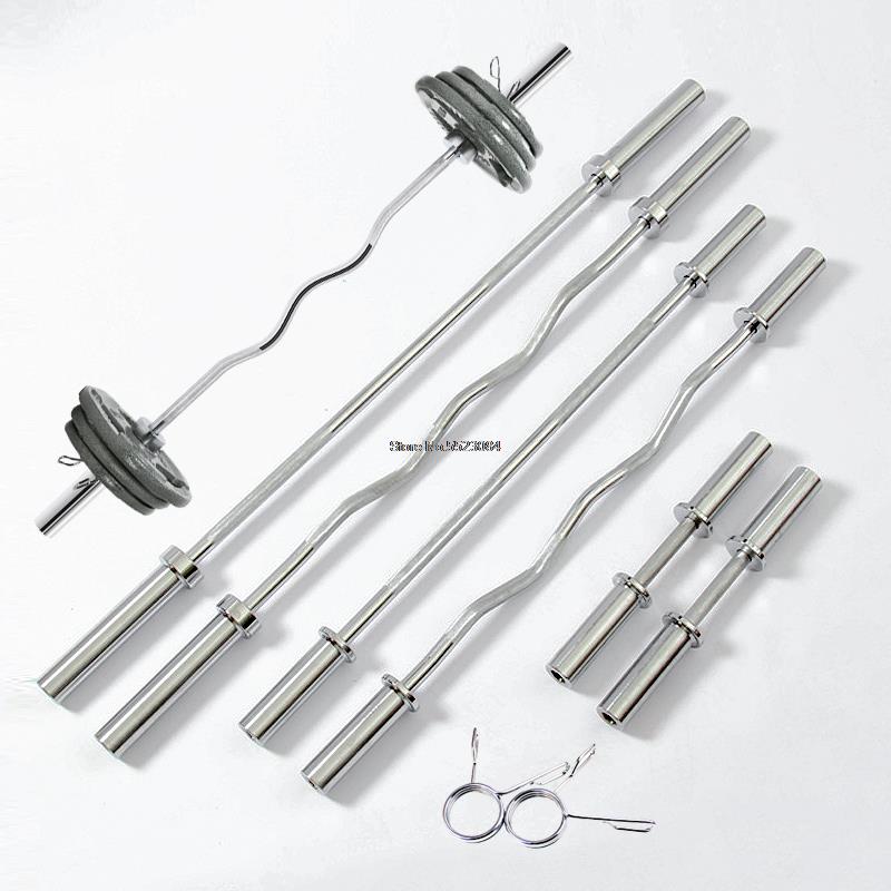 1.2M/1.5M Fitness Barbell Bar Home Solid Straight Curved Weight Lifting Workout Rod for 50mm Gym WeightLifting Dumbbells Discs