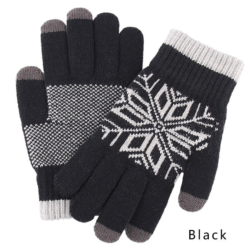 Iwarm Touch Screen Gloves Women's and Men's Knitted Gloves Autumn Winter Warm Thick Gloves: Black / L