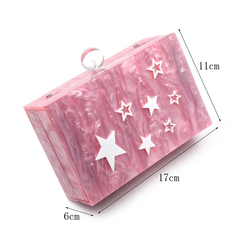 rose acrylique mignon sac en cuir et sac à main sac de soirée lettre étoile sac géométrique dames femmes chaîne Messenger sacs
