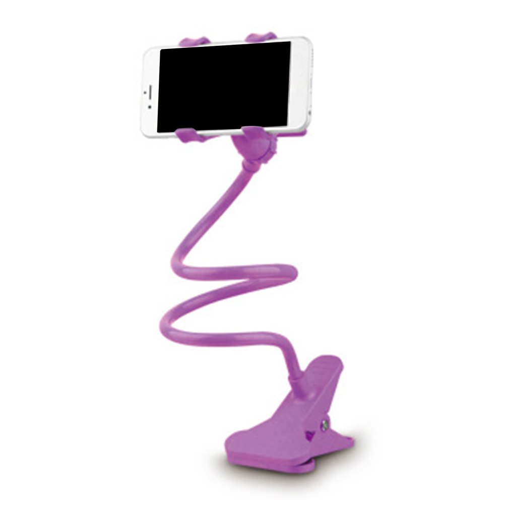 Soporte Universal para teléfono móvil, abrazadera de cuello de cisne Flexible, montaje de brazos largos para iPhone, Android, cama, escritorio: purple