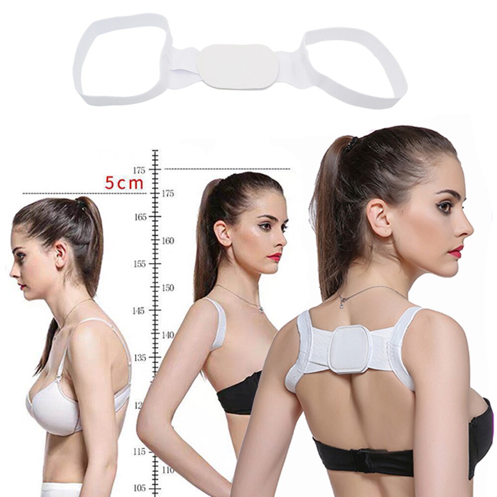 Corrector de postura de espalda para hombres y mujeres, pegatinas mágicas y potentes, tirantes para clavícula ajustable, alivio de espalda, cuello, dolor de espalda y hombros: Mini style-white / L