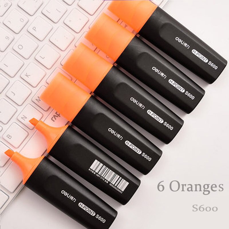 6 unids/lote Deli Candy color marcador estudiante pintura rotulador resaltador Oficina escuela suministros al por mayor: Naranja