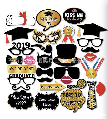 graduation ceremony party photos props paper beard paper frame Funny photo props graduation photo frame: 30pcs B