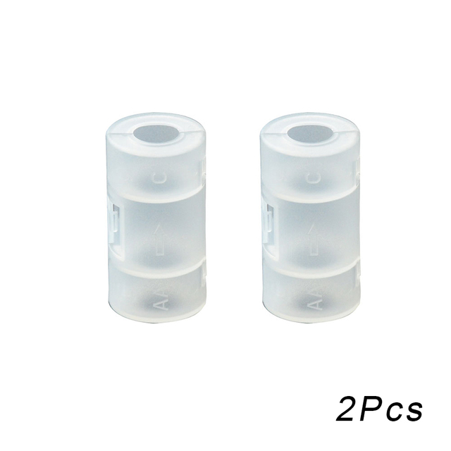 Boîte de rangement de batterie transparente, taille LR06 AA à C LR14, support d'adaptateur de batterie AA à C, boîtier convertisseur commutateur 5x2.6cm, 2/4 pièces: Beige