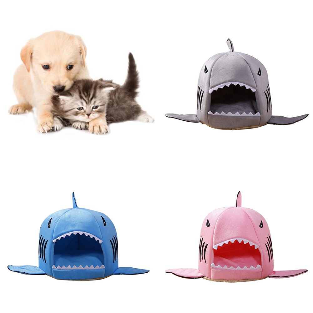 Pet Dog Katten Zachte Slapen Bed Huis Pad Shark Shape Warm Kussen Nesten Kennel