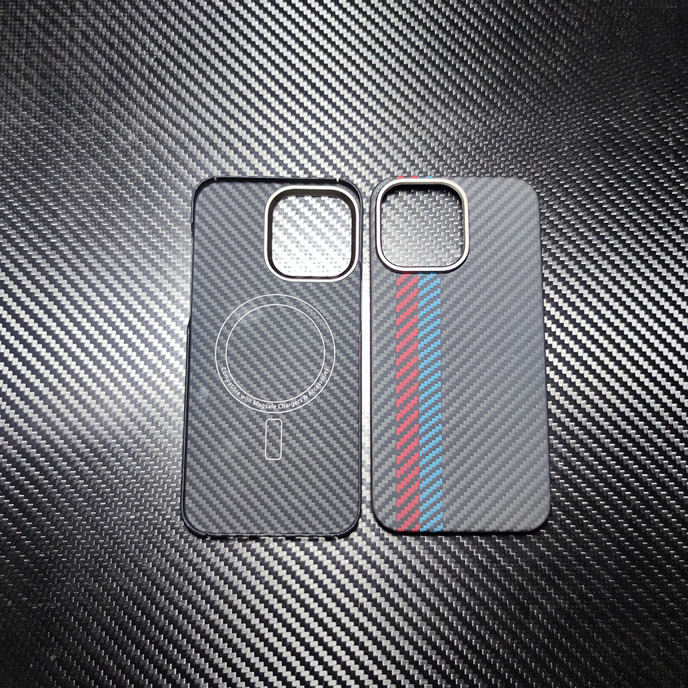 Coque Magnétique en Fibre d'Aramide Magsafe pour iPhone, Étui observateur de Luxe en Carbone de Styliste pour Modèles 15/14 pro 15/14: Aluminium / BLEU CIEL