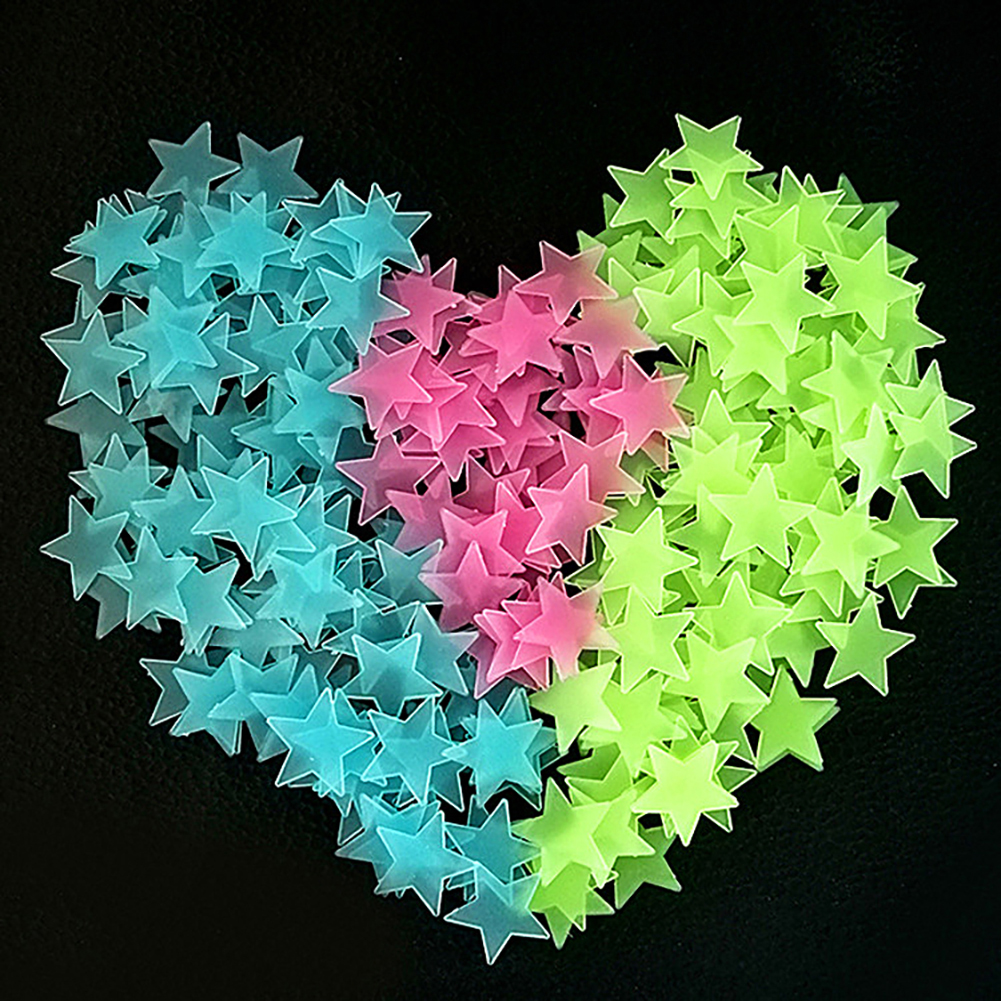 100 stücke Zauberstab Aufkleber Beleuchten in sterben dunkel Baby freundlicher Schlafzimmer Dekor Helle Sterne von Fluoreszenz Farbe Zauberstab Aufkleber: bunt