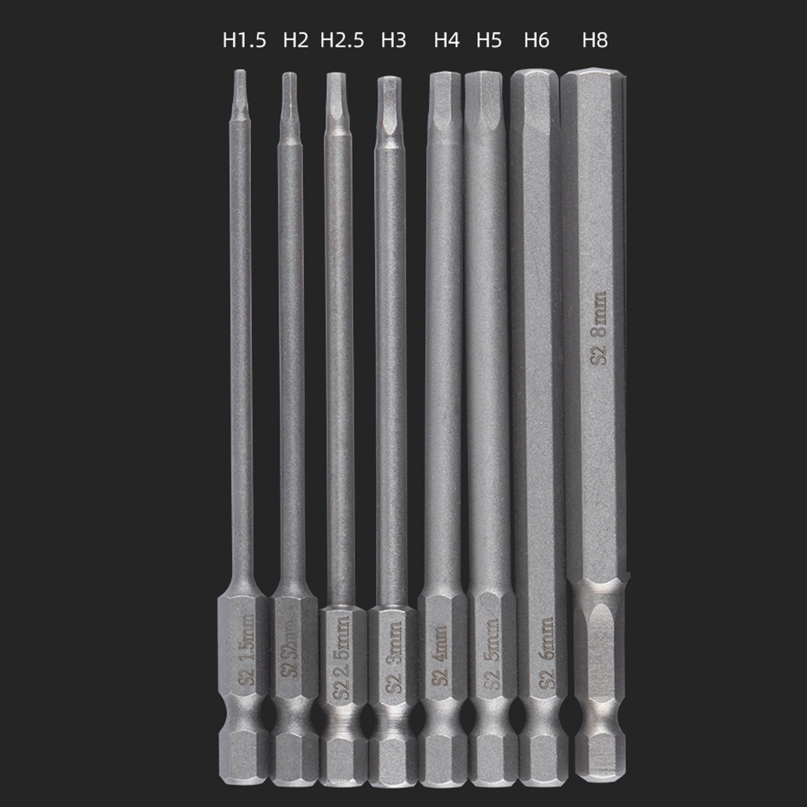 Juego de puntas de destornillador magnético métrico, llave Allen con cabeza de vástago hexagonal de 1/4 ", 8/10 Uds.: Marrón