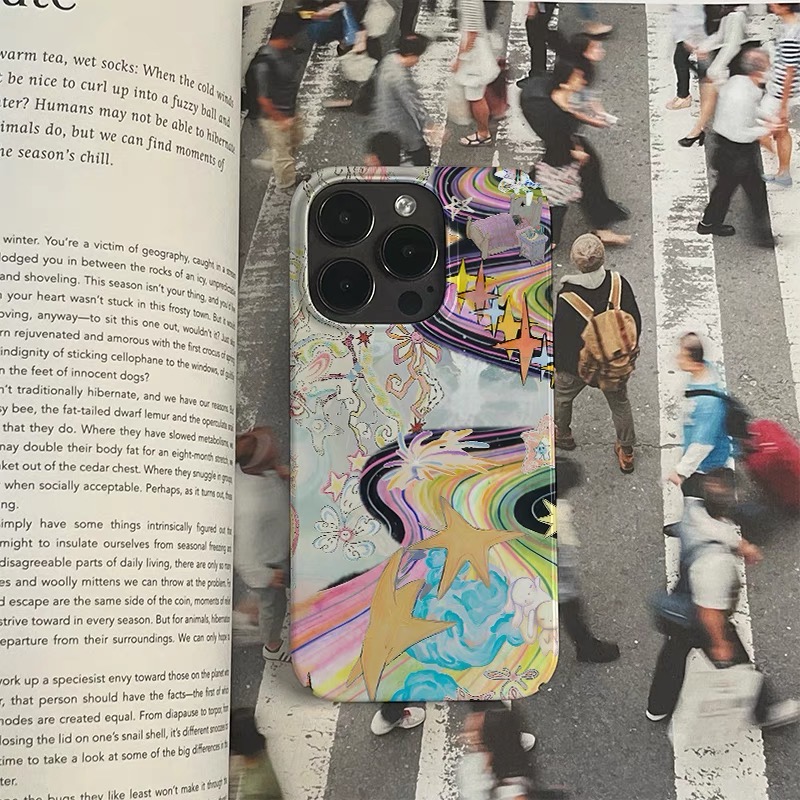 Rainbow Graffiti Art, Dazzling Stars Case for IPHONE 16PRO MAX 14 13 PRO 15PLUS 15PRO 11 12 Case Acrylic Hard Mobile Phone Cases