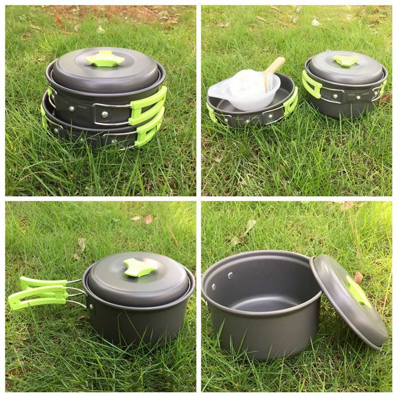 Ultralight Camping Cookware Set Outdoor Cooking Mess Kit Pot Pans Camp Kettle Portable for Backpacking Trekking Picnic