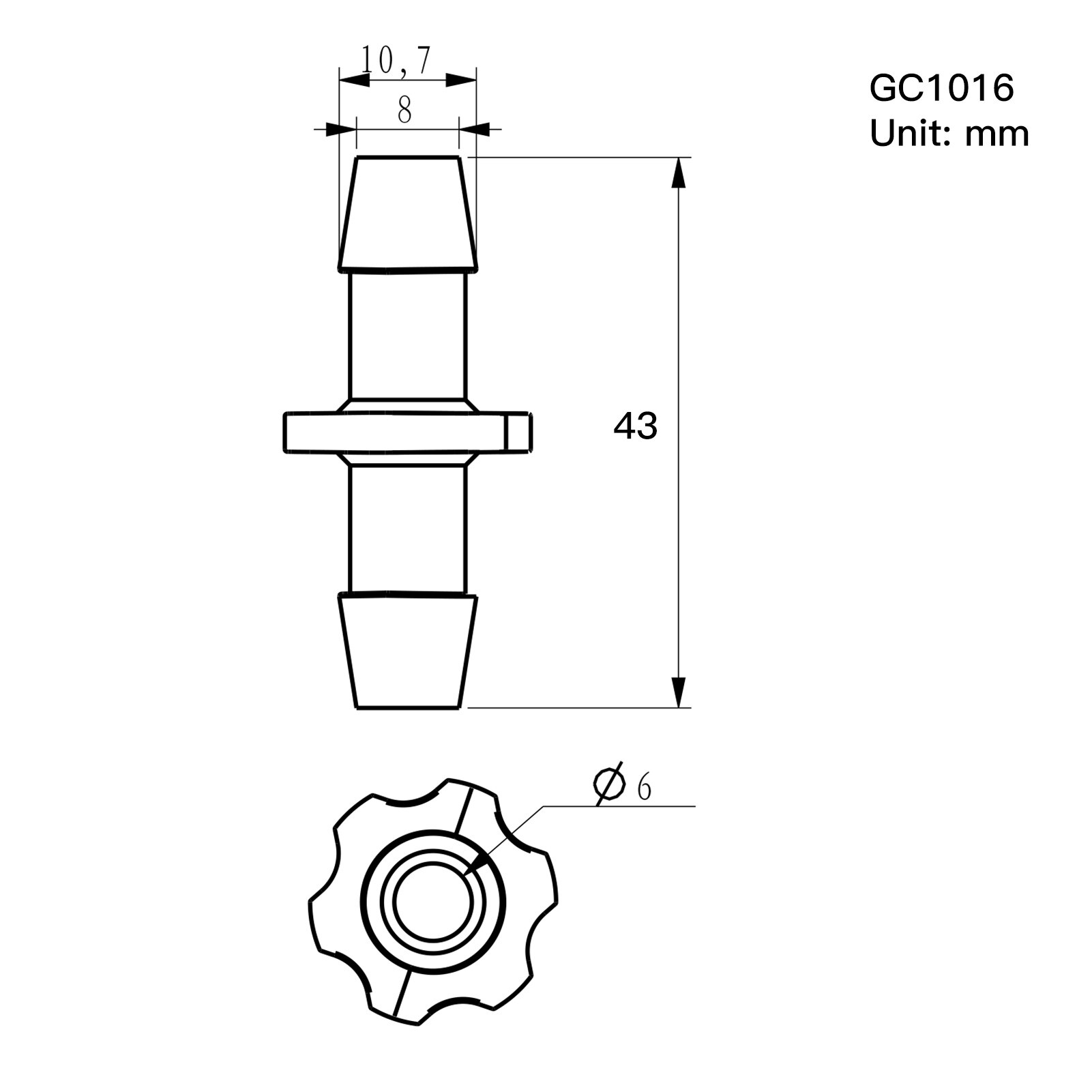 6-Piece Straight Shape Plastic Connector Hose Tube Fitting Water Aquarium Air Tubing Pipe Connectors for Flexible and Silicone