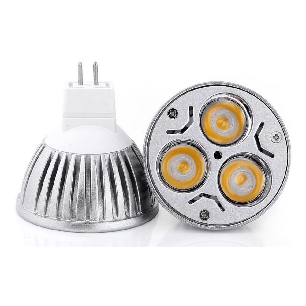 Bombilla LED MR16 de 3W y 12V, foco de luz LED regulable, blanco frío y cálido, Bombilla LED para lámpara de superior, 10 unidades por lote