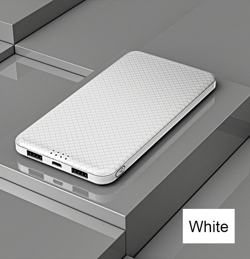 10000mAh Ultra Dünne Ausgezeichnete Tragbare Power Bank SCHNELLE Lade Doppel USB Power Für Smart Handy: WHITE