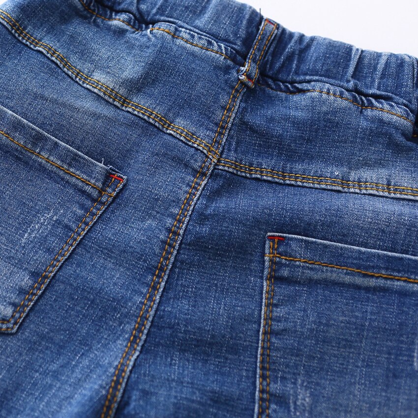 Sommer drenge bukser jeans shorts knælængde blød denim seje børn børn dreng elastisk talje bukser til 3 4 5 6 12y