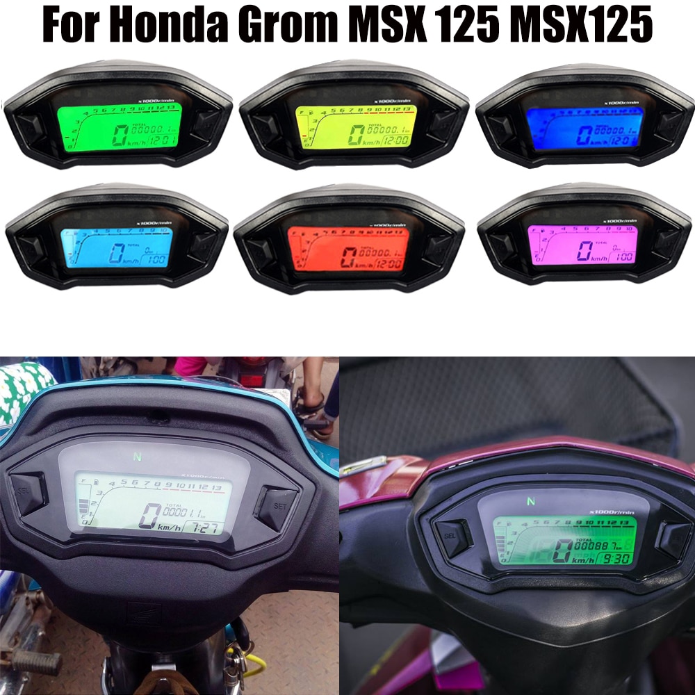 12V Motorfiets Lcd Gauge Digitale Indicator Snelheidsmeter Waterdichte Kilometerteller Velocimetro Meter Voor Honda Grom Msx 125 MSX125