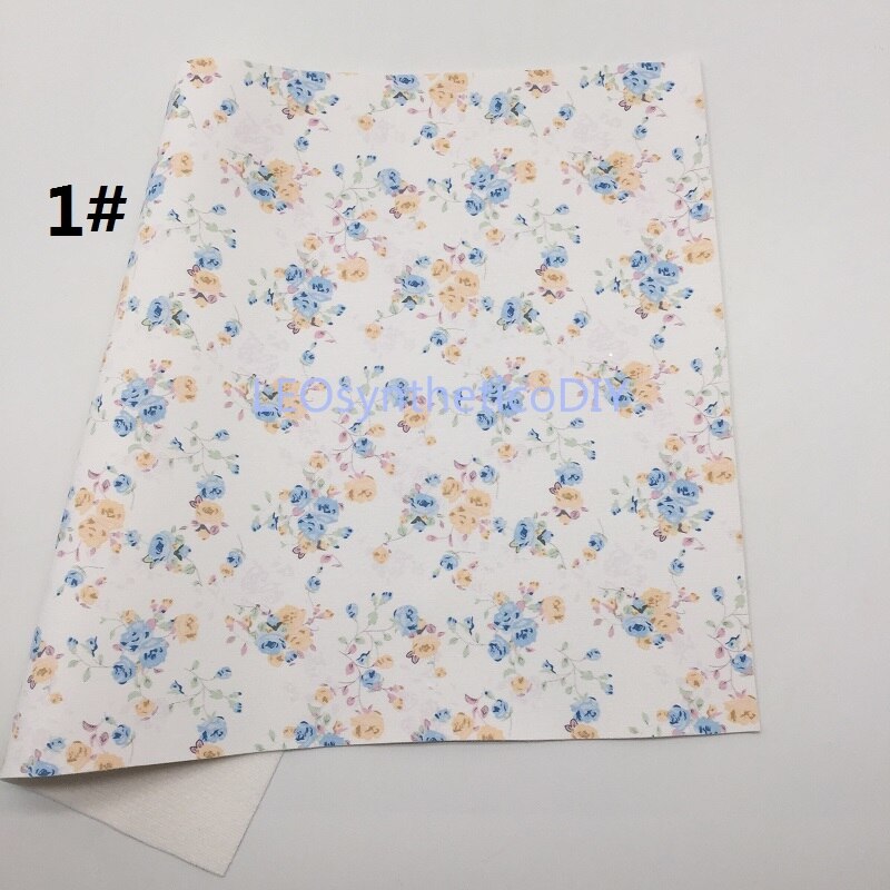 1PC 21X29CM Bloemen Gedrukt Faux Leer Stof, Synthetisch Leer Lakens, PU Leer Voor Maken Bows LEOsyntheticoDIY T343