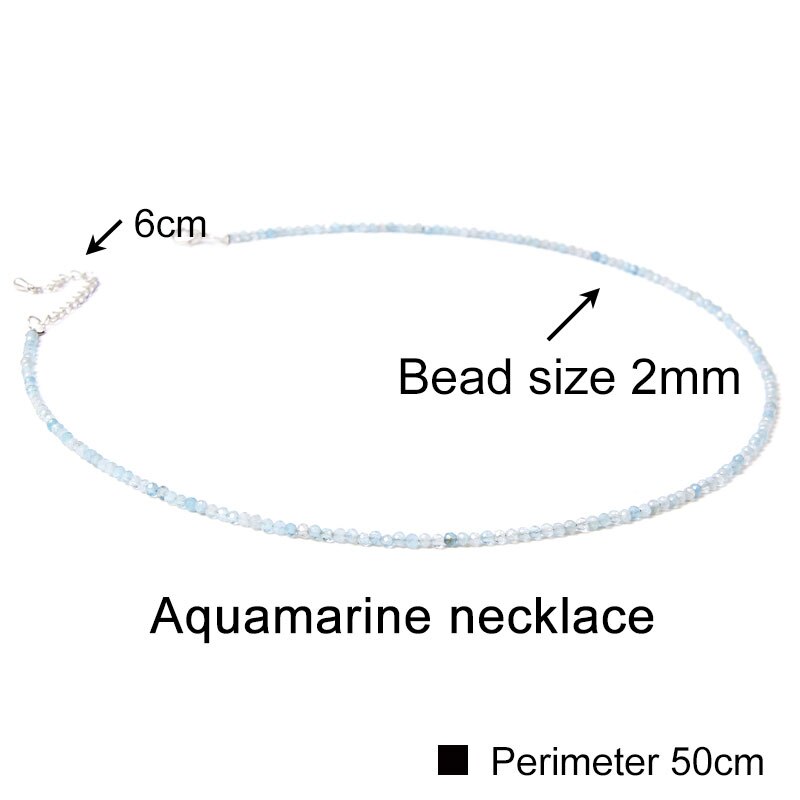 Collana di pietre preziose minimaliste piccole perle di cristallo sfaccettato collane girocolli acquamarina per donna uomo gioielli femminili regalo bohémien: Aquamarine