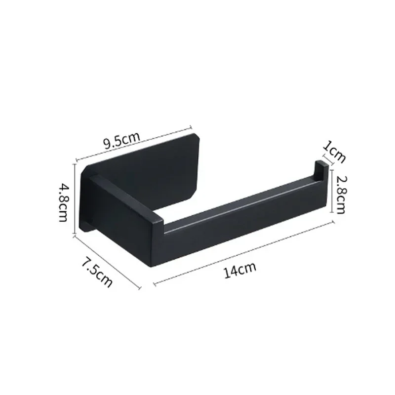 1pc toiletrulleholdere i rustfrit stål, selvklæbende, sort finish, nem installation, ingen skrue: Hvid