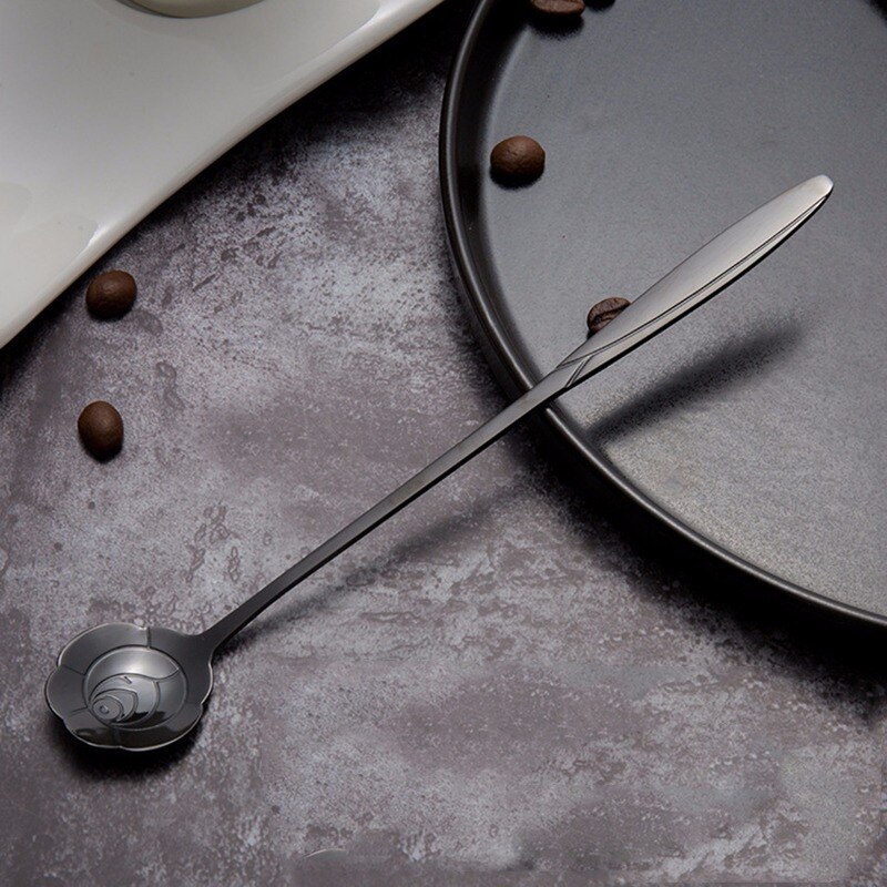 16 Types Stainless Steel Spoon With Long Handle Ice Spoon Coffee Spoon Flowers Heart Shape Dessert Spoon Kitchen Gadget: 4