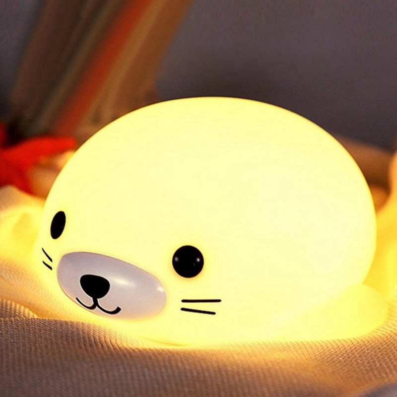 Led Seal Nachtlampje Dimbare Body Nachtkastje Slaapkamer Night Lamp Touch Sensor Light Kids Dier Cartoon Decoratieve Woonkamer