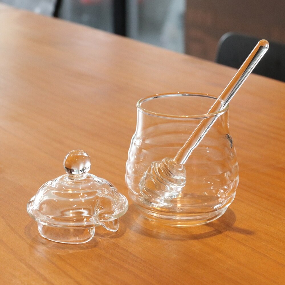 Bote de cristal para Miel de 250ml, tarro transparente para mermelada con cucharón y tapa para uso doméstico para Cocina
