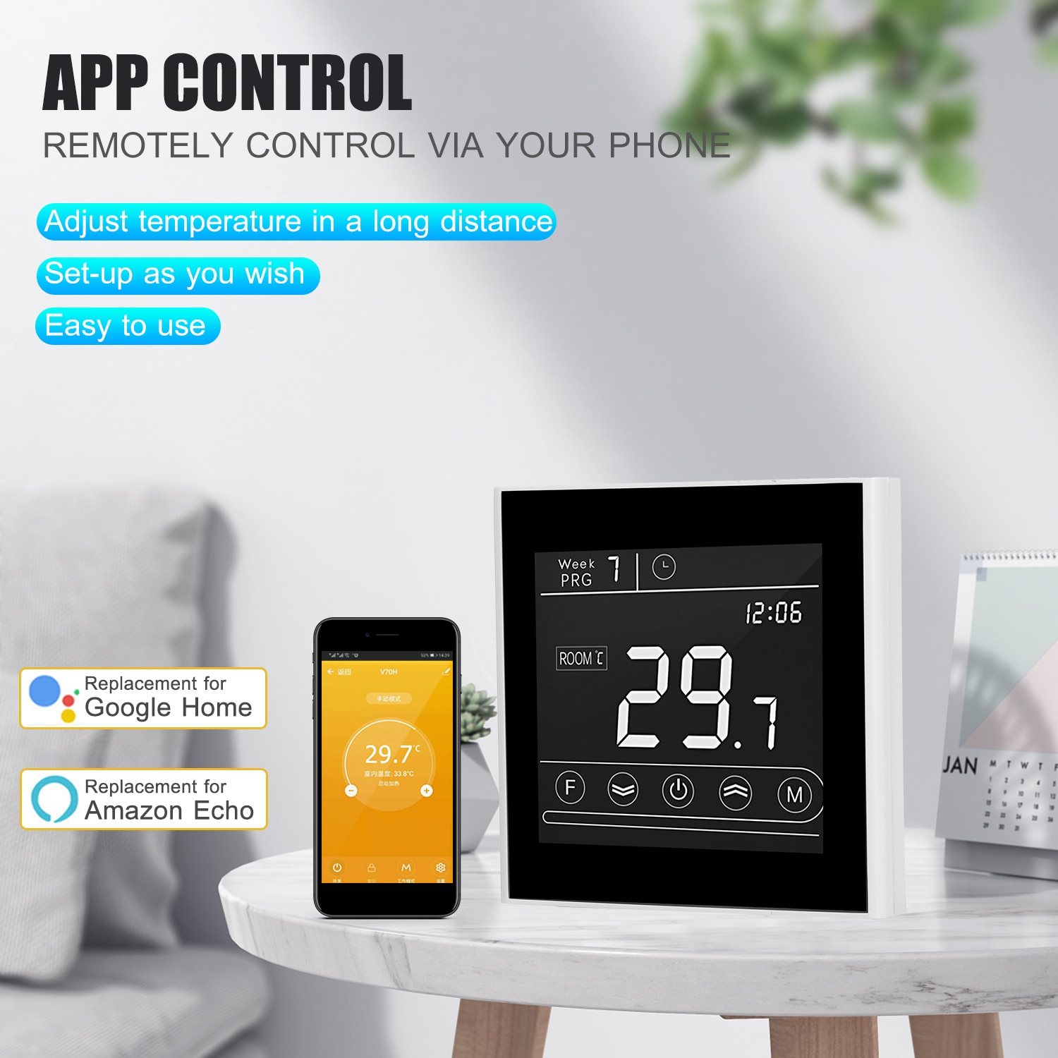 Wifi Thermostat Programmable Water Boiler Heating Thermostat Temperature Controller LED Touchscreen Backlight Remote Control