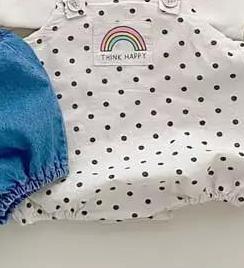 2022 sommer Neue Baby Junge Ärmellose Denim Karosserie Kleinkind Mädchen Nette Punkt Overall Baby Kleinkind Regenbogen Drucken Gesamt Kleidung: Punkt / 12M  80cm